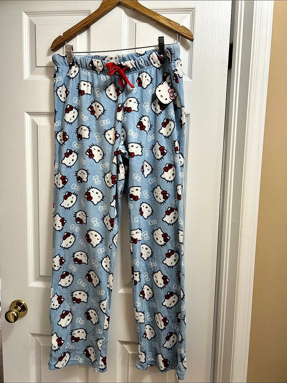 Hello Kitty Blue Fleece Pajama Pants in Blue & White